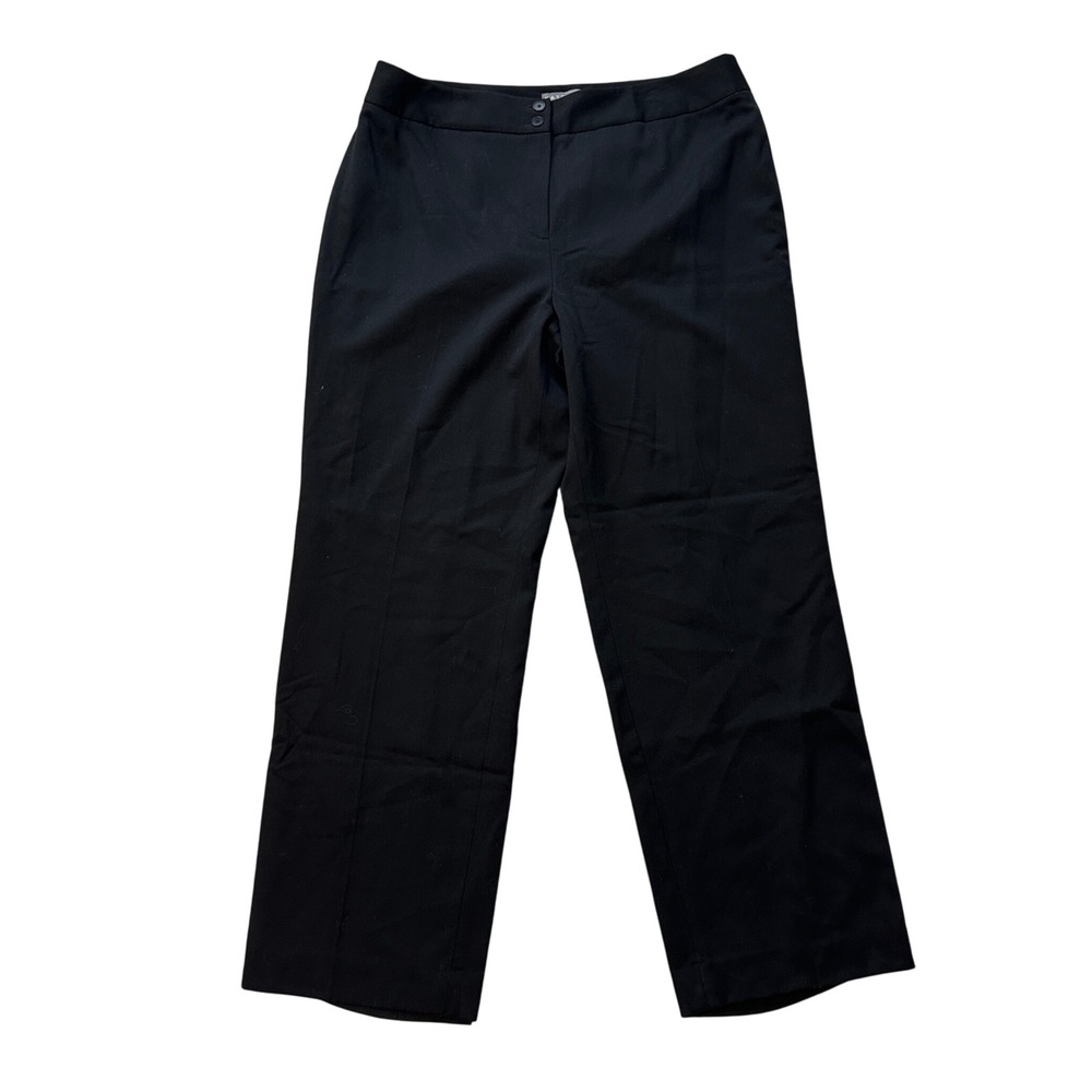 Kate Hill Black Wool Blend Dress Pants Career Trousers Straight Leg Womens 14W